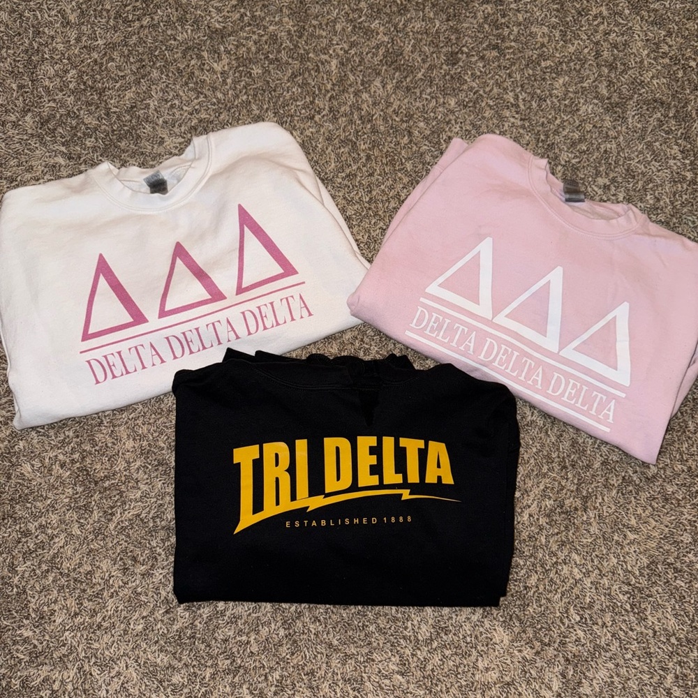 Set of 3 Tri Delta Crewneck/Hoodie Sweatshirts!